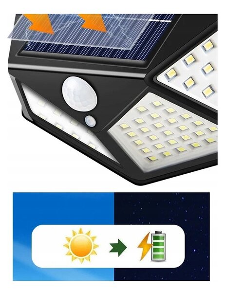 LAMPA SOLARNA z Czujnikiem RUCHU i ZMIERZCHU - 100 LED Zewnętrzna Ścienna