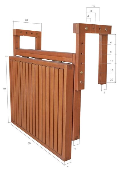 Wiszący stolik balkonowy 64x65 cm Berkeley – Garden Pleasure