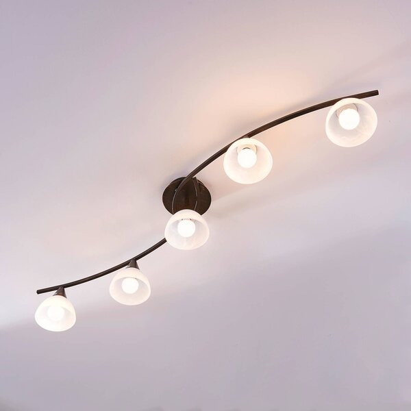 Lampa sufitowa Della Lindby, możliwość ściemniania, czarny, salon / jadalnia, szkło, dworkowy / rustykalny