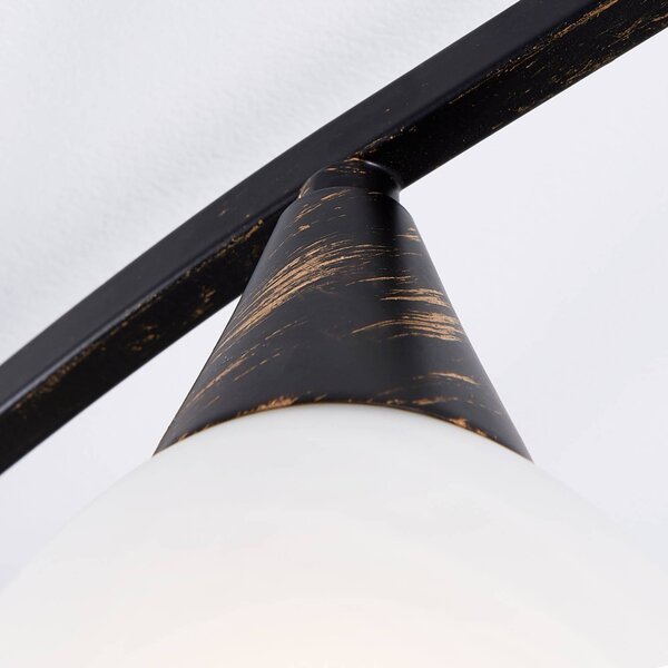 Lampa sufitowa Della Lindby, możliwość ściemniania, czarny, salon / jadalnia, szkło, dworkowy / rustykalny