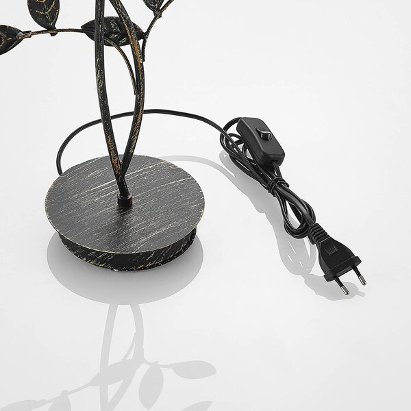 Lampa stołowa Evory Lucande, czarny, salon / jadalnia, metal, florentyński