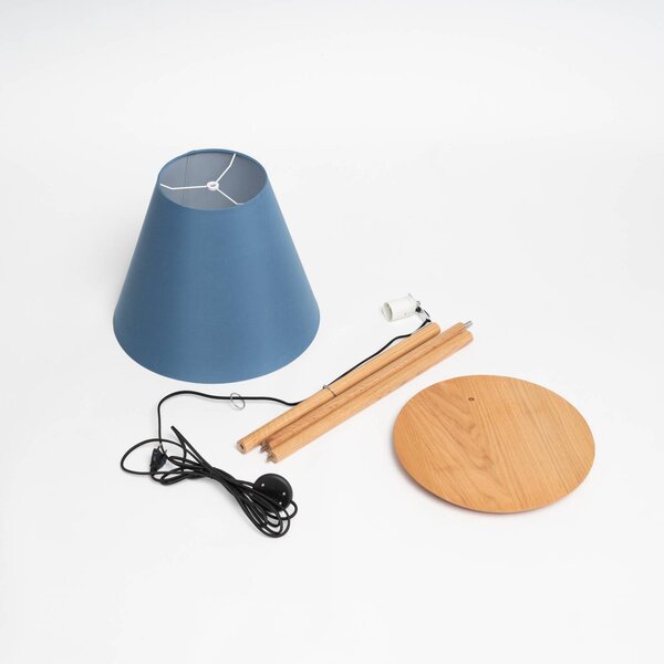 Lampa stojąca Jinda Lucande, niebieski, salon / jadalnia, tkanina / materiał / jedwab, skandynawski