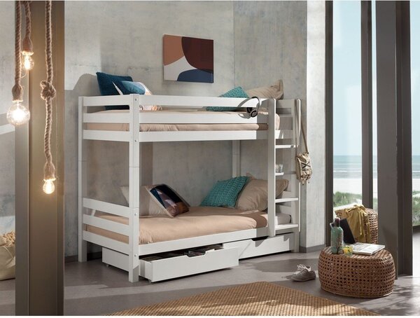 Białe piętrowe łóżko dziecięce 90x200 cm Pino – Vipack