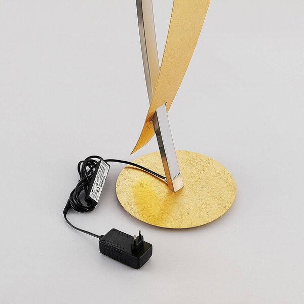 Lampa stojąca LED Marija Lucande, możliwość ściemniania, mosiężny / złoty, salon / jadalnia, metal, nowoczesny