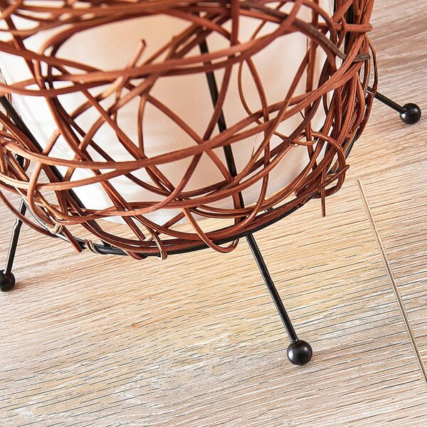 Lampa stojąca Nias Lindby, brązowy / rdzawy, salon / jadalnia, drewno, nowoczesny