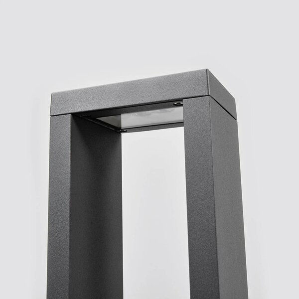 Słupek oświetleniowy LED Jupp Lucande, czarny, aluminium, nowoczesny