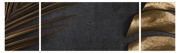 Obraz ze złotymi liśćmi (170x50 cm)