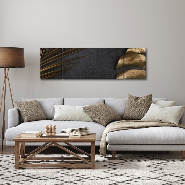 Obraz ze złotymi liśćmi (170x50 cm)