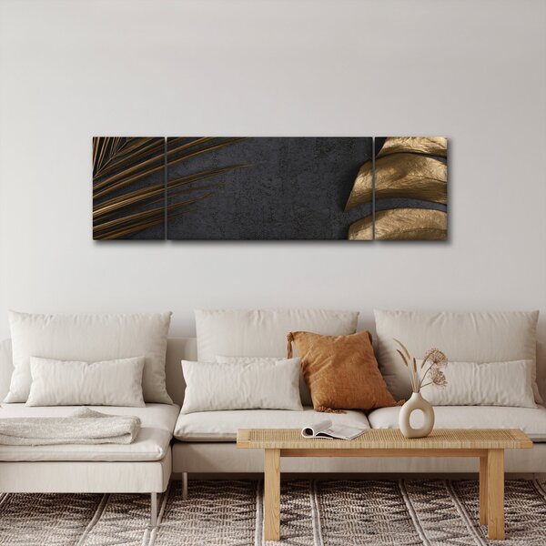 Obraz ze złotymi liśćmi (170x50 cm)