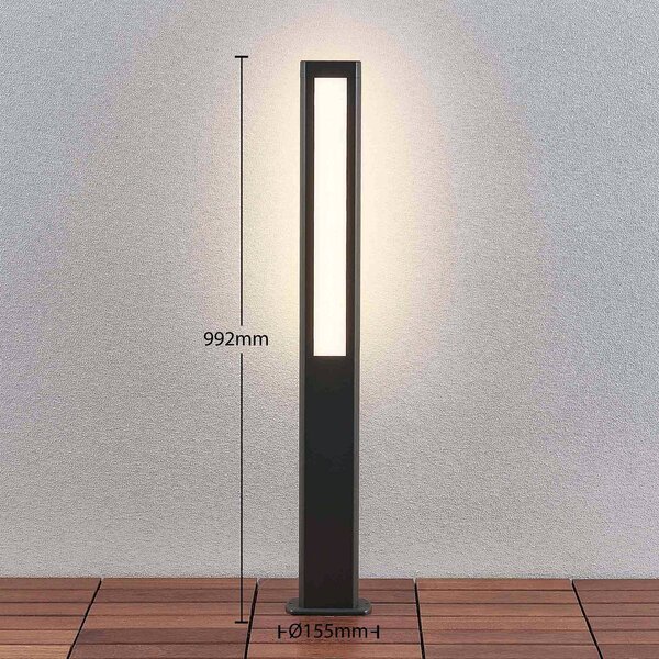 Słupek oświetleniowy LED Mhairi Lucande, aluminiowy / szary / cynkowy, aluminium, nowoczesny