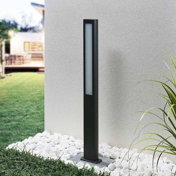 Słupek oświetleniowy LED Mhairi Lucande, aluminiowy / szary / cynkowy, aluminium, nowoczesny