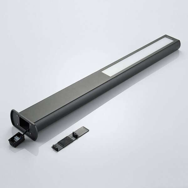 Słupek oświetleniowy LED Mhairi Lucande, aluminiowy / szary / cynkowy, aluminium, nowoczesny