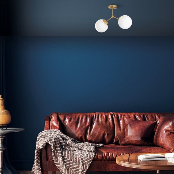 Biała/w kolorze mosiądzu lampa sufitowa ze szklanym kloszem 15x44 cm Damar – Opviq lights