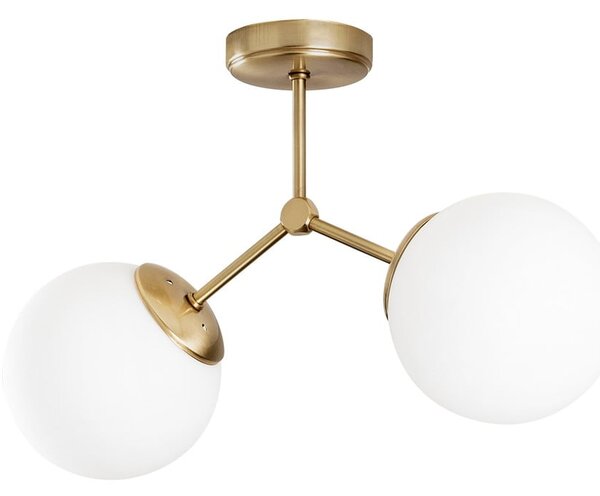 Biała/w kolorze mosiądzu lampa sufitowa ze szklanym kloszem 15x44 cm Damar – Opviq lights