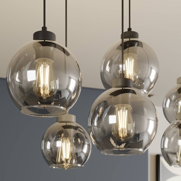 Lampa wisząca szklana Cubus TK Lighting, możliwość ściemniania, czarny, salon / jadalnia, szkło, nowoczesny