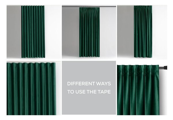 Ciemnozielona aksamitna zasłona częściowo zaciemniająca (dimout) 140x245 cm Pleat – Restilo