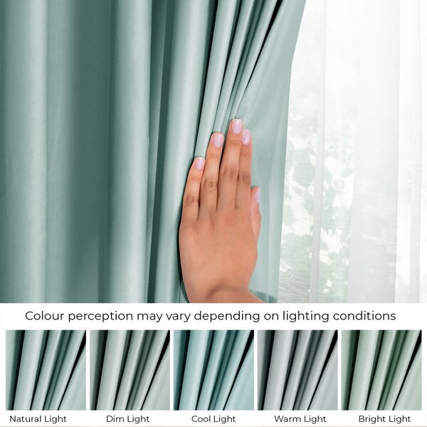 Jasnozielona aksamitna zasłona częściowo zaciemniająca (dimout) 140x245 cm Pleat – Restilo