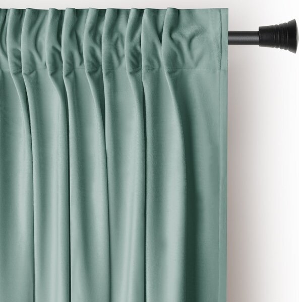 Jasnozielona aksamitna zasłona częściowo zaciemniająca (dimout) 140x245 cm Pleat – Restilo