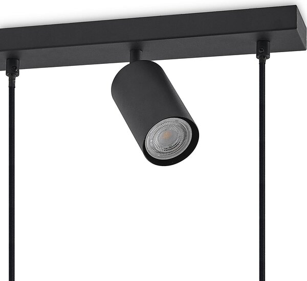 Lampa wisząca Sanad Lindby, możliwość ściemniania, czarny, salon / jadalnia, metal, nowoczesny