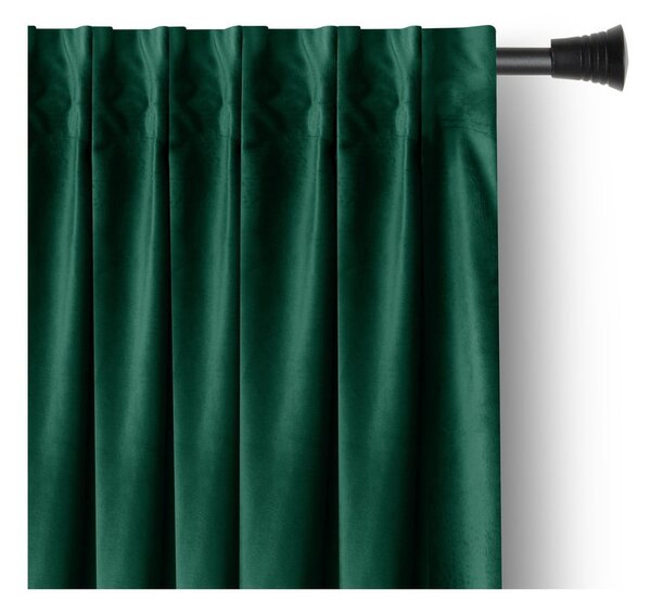 Ciemnozielona aksamitna zasłona częściowo zaciemniająca (dimout) 140x245 cm Pleat – Restilo