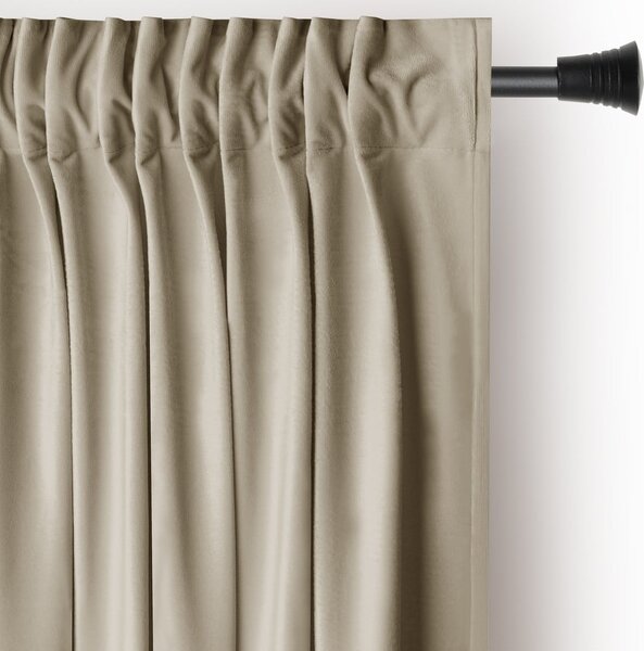 Brązowa/beżowa aksamitna zasłona częściowo zaciemniająca (dimout) 140x245 cm Pleat – Restilo