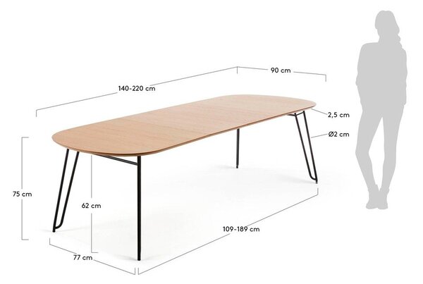 Rozkładany stół w dekorze dębu 90x140 cm Novac – Kave Home