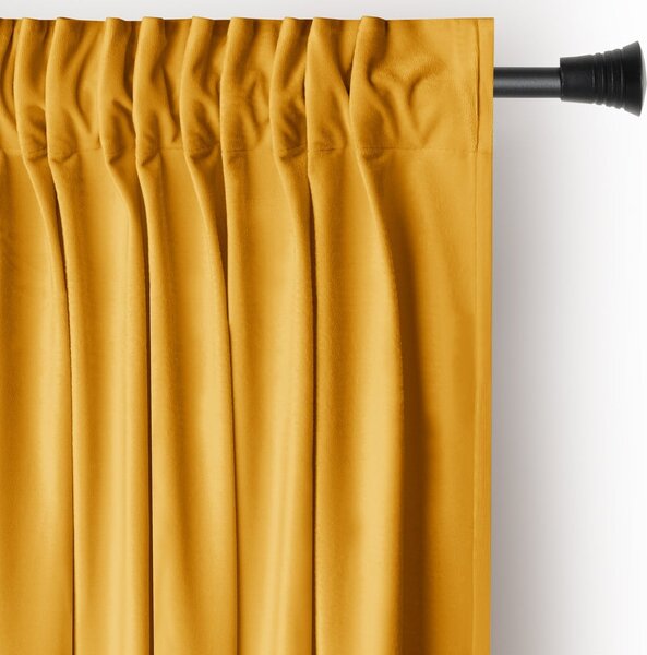 Żółta aksamitna zasłona częściowo zaciemniająca (dimout) 140x245 cm Pleat – Restilo