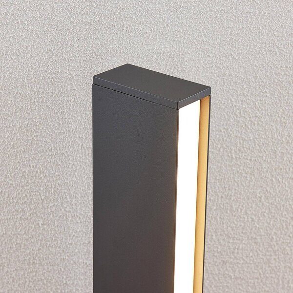 Słupek oświetleniowy LED Lirka Lucande, aluminiowy / szary / cynkowy, aluminium, nowoczesny