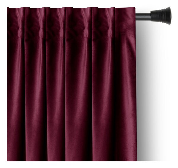 Bordowa aksamitna zasłona częściowo zaciemniająca (dimout) 140x245 cm Pleat – Restilo