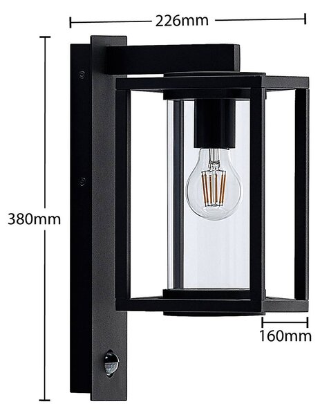 Lampa zewnętrzna z czujnikiem ruchu Ferda Lucande, możliwość ściemniania, czarny, aluminium, nowoczesny