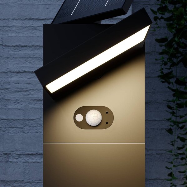 Lucande LED lampa solarna Silvan, 100cm, czujnik, antracytowy Silvan, czarny, aluminium, nowoczesny