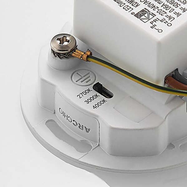 Oprawa wpuszczana LED Arcchio Vexi, 7,8 cm x cm, biała, CCT Vexi Arcchio, możliwość ściemniania, biały / opal, przedpokój, aluminium, nowoczesny