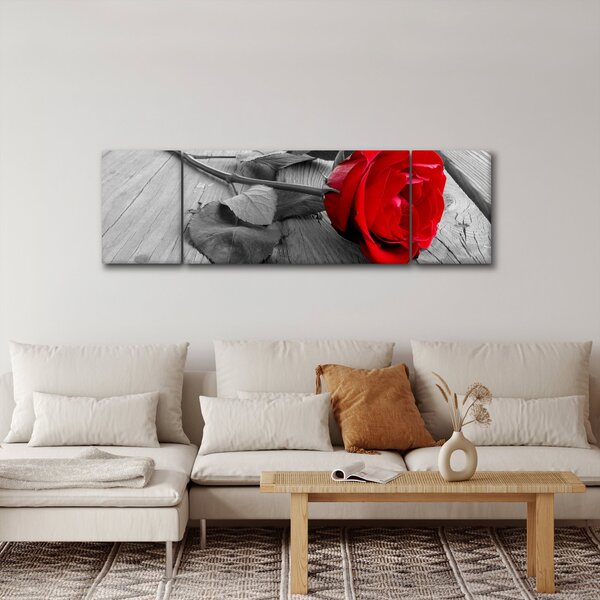 Obraz czerwonej róży (170x50 cm)