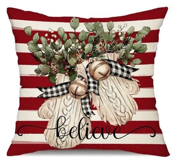 Świąteczna poszewka na poduszkę BELIEVE 45x45 cm, czerwona