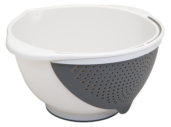 Biała miska z durszlakiem 2v1 Metaltex, Ø 28 cm