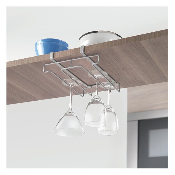 Uchwyt pod półkę na 8 kieliszków Metaltex Glass, dł. 20 cm