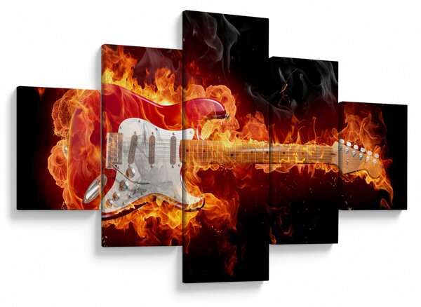 Obraz - Gitara w płomieniach (125x70 cm)