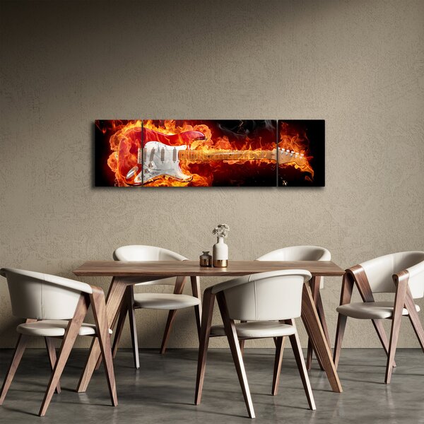 Obraz - Gitara w płomieniach (170x50 cm)