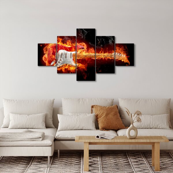 Obraz - Gitara w płomieniach (125x70 cm)