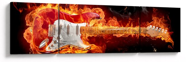 Obraz - Gitara w płomieniach (170x50 cm)