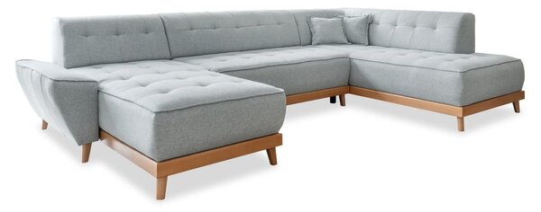 Jasnoszara rozkładana sofa w kształcie litery "U" Miuform Dazzling Daisy, prawostronna