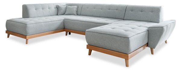 Jasnoszara rozkładana sofa w kształcie litery "U" Miuform Dazzling Daisy, lewostronna