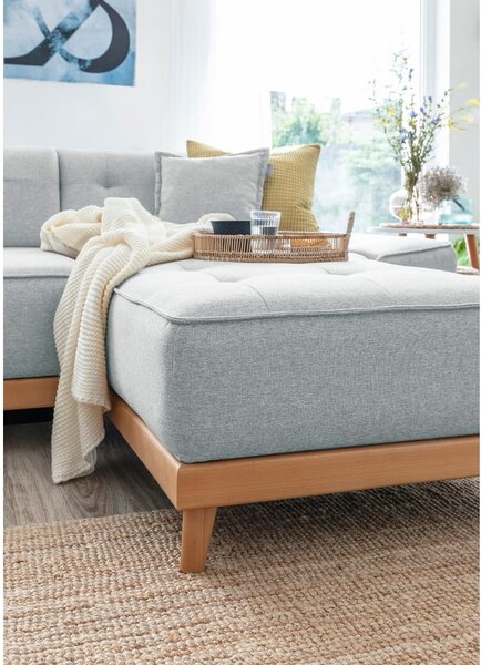 Jasnoszara rozkładana sofa w kształcie litery "U" Miuform Dazzling Daisy, lewostronna