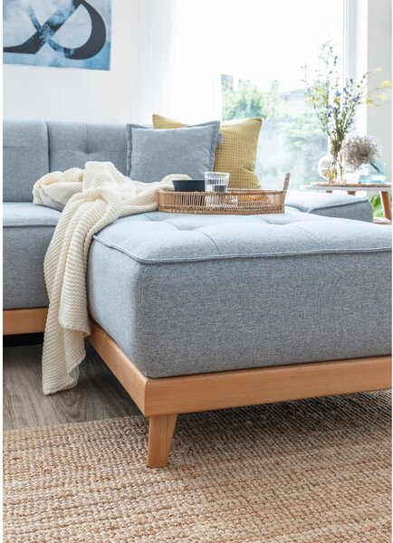 Jasnoniebieska rozkładana sofa w kształcie litery "U" Miuform Dazzling Daisy, lewostronna