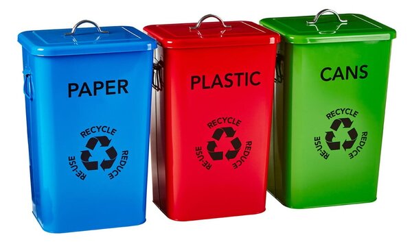 Stalowe kosze na śmieci do segregacji odpadów zestaw 3 szt. 26 l – Premier Housewares