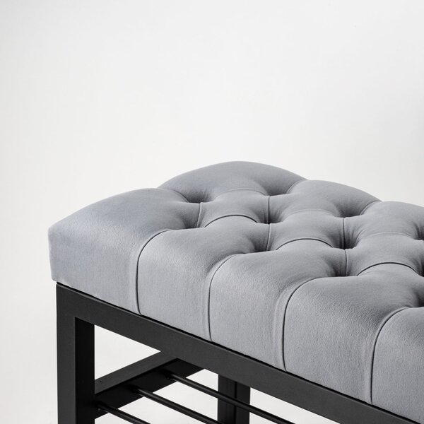 Ławka Pikowana do przedpokoju Industrialna SHELF BLANCA - LOFT