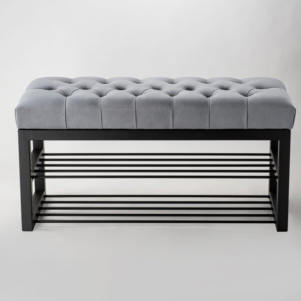 Ławka Pikowana do przedpokoju Industrialna SHELF BLANCA - LOFT