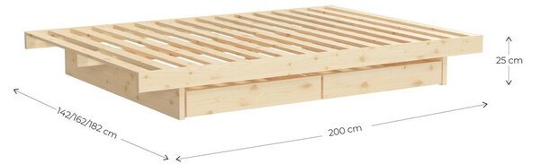 Naturalne łóżko dwuosobowe z litego drewna sosnowego 160x200 cm Kanso – Karup Design