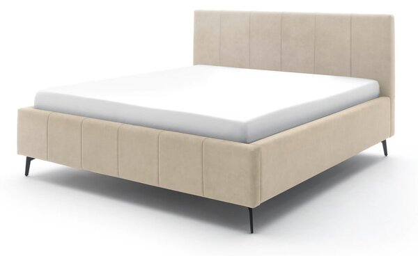 Beżowe tapicerowane łóżko dwuosobowe ze schowkiem ze stelażem 180x200 cm Lizzano – Meise Möbel