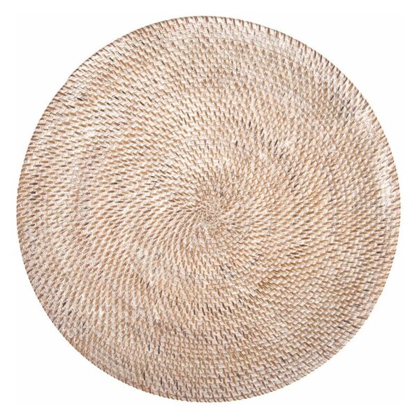 Biała rattanowa mata stołowa Tiseco Home Studio, ⌀ 36 cm